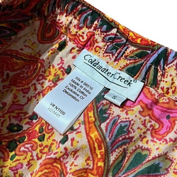 VTG Y2K Coldwater Creek Orange Multicolor Sequin Paisley Cotton Maxi Skirt S - Picture 7 of 7